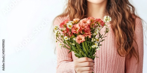woman with bouquet of tulips