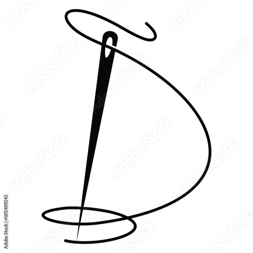 needle thread loop line logo design Vector Template Illustration
