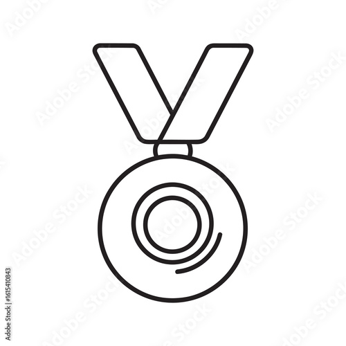 Medal award icon for achievement and first place recognition representing victory prize and champion honor in a competition or sport event line vector stroke