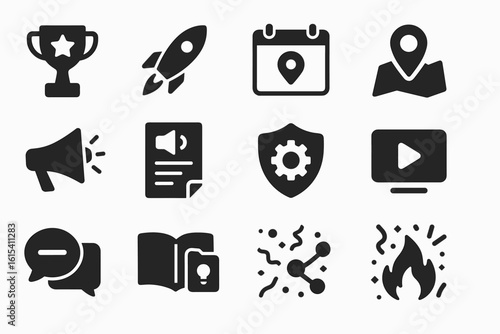 Business, marketing solid icon set. professional tools and symbols collection