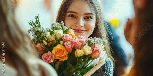young woman with tulips