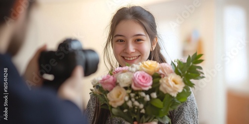 girl with bouquet of roses
