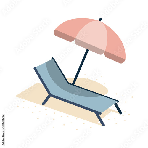 Vector Sun lounger, holiday, travel, vacation isolated object