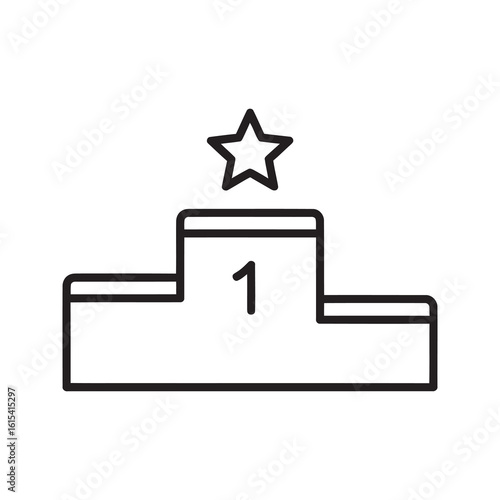 Winner podium icon with first place number one and star representing victory success and championship achievement in a competition line vector stroke