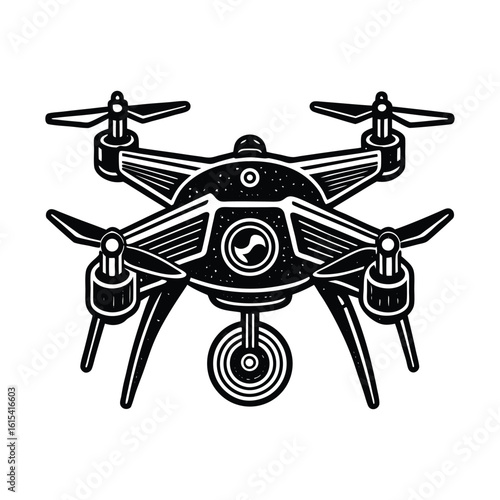 Flying Drone Vector – Modern Surveillance Equipment