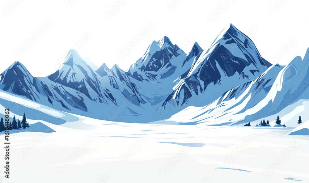 Obraz premium PNG Snowy mountains peaks snow landscape.
