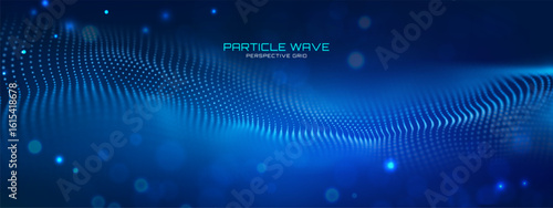 Sound wave AI featuring music data background and abstract vector lights. Digital equalizer lines in blue neon for audio designs. Neural pulse patterns or frequency spectrums for tech banners.