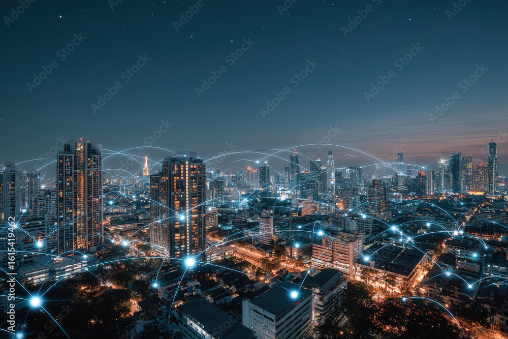 Obraz premium Neo-Tokyo Nightscape A Digital Tapestry