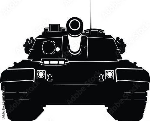 Military Tank Front View Silhouette Icon Vector Illustration