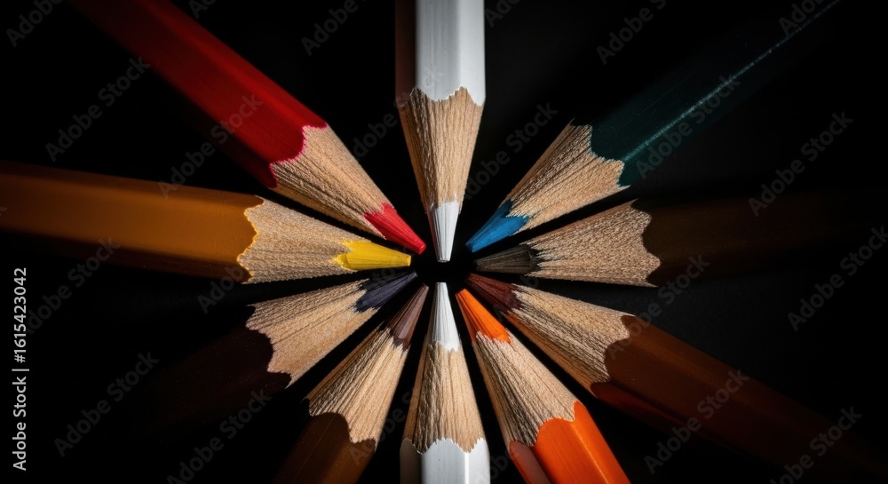 Naklejka premium Vibrant Colors Converging Creative Energy in a Circle