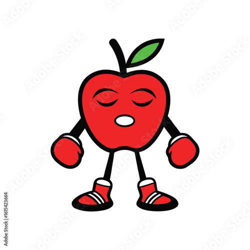 Apple Boxer Character in Sleeping Pose Vector
