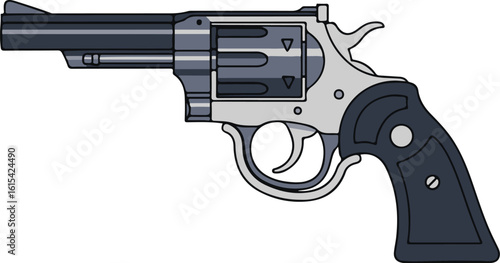 Papier peint Classic Revolver Handgun Vector Illustration on White Background
