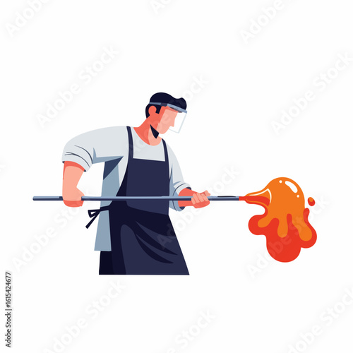 Vector SVG Illustration of Chef with Flame Thrower in Modern Flat Style Featuring Bright Colors and Clean Lines for Culinary Branding