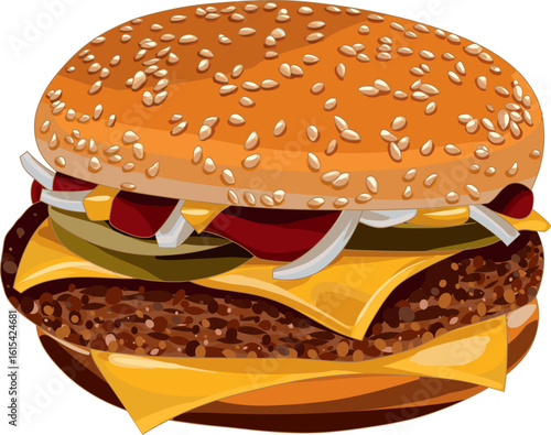 Classic Cheeseburger with Toppings and Juicy Beef Patty