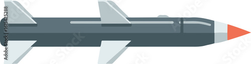 Military Missile Weapon Icon Illustration. Flat Design Vector of a Guided Rocket for Technology, Defense, or War Concepts