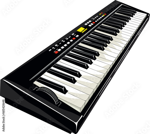 Modern Electronic Piano Keyboard with Detailed Keys and Controls