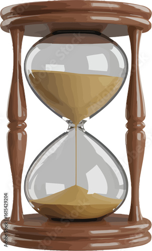 Classic hourglass with flowing sand symbolizes time passing, deadlines, and urgency for business