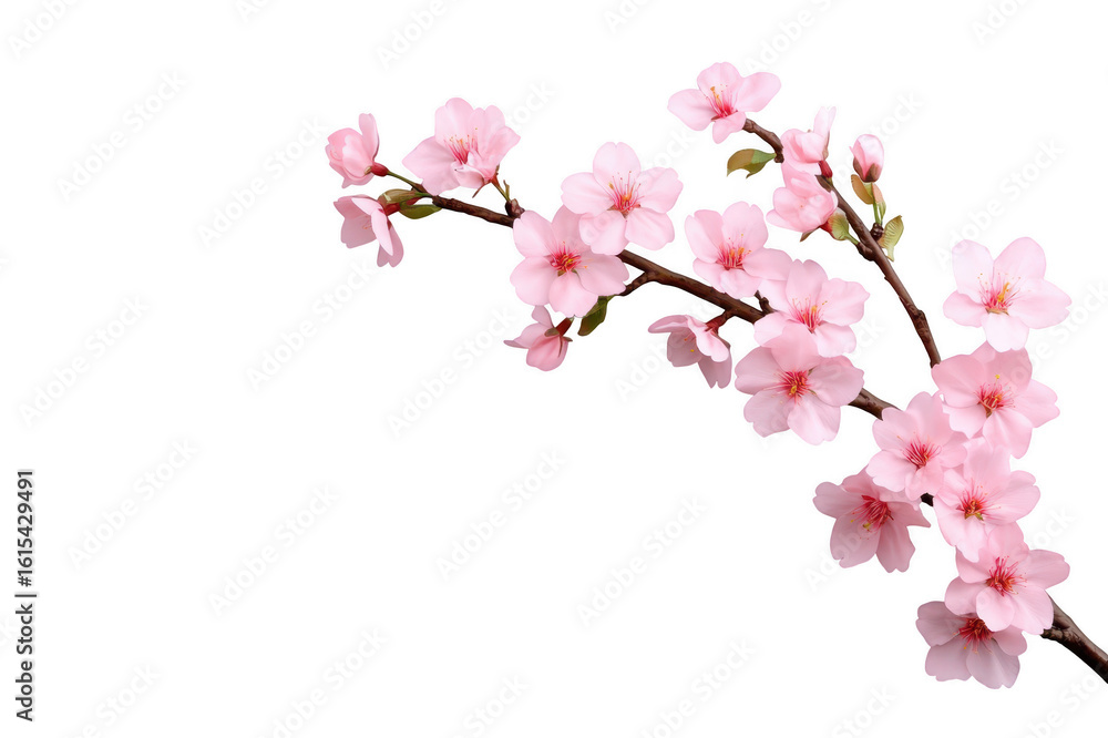 Fototapeta premium Blooming cherry blossom branch on transparent background
