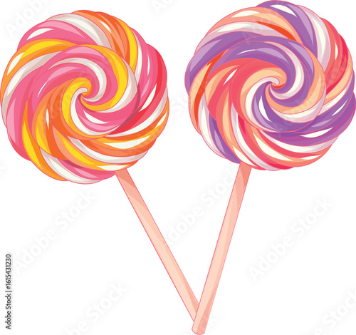 Wallpaper Mural Swirled Lollipops with Spiral Candy Design on Sticks Torontodigital.ca