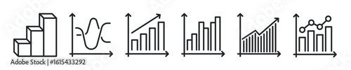Statistic thin line icon set. Report, growth, chart minimal editable stroke icons