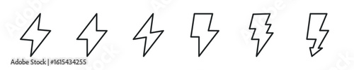 Lightning thin line icon set. Energy, power, thunder minimal editable stroke icons