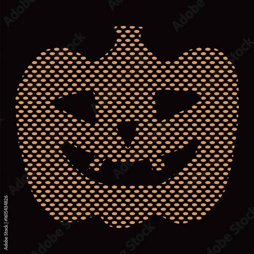 オーバルドットのジャックオランタン、黒背景　　Adobe Illustrator Artwork