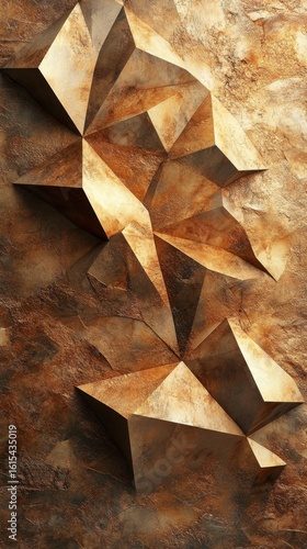 Abstract Geometric Wall Texture in Brown and Gold Tones