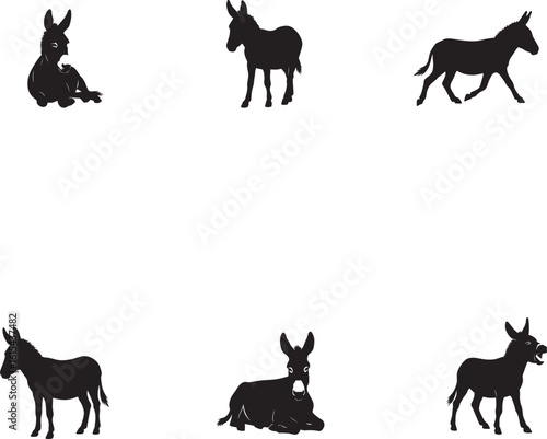 This vector collection features black donkey