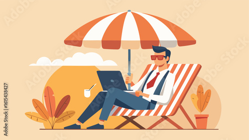 remote work concept art vector style illustration