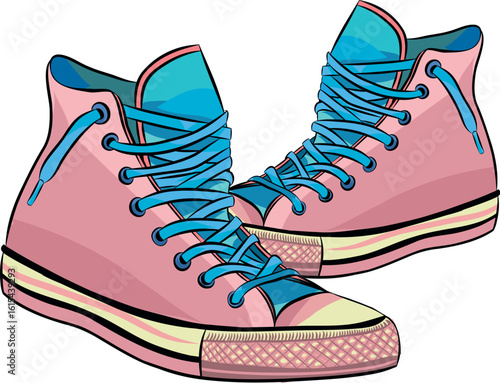 High Top Sneakers with Laces for Fashion and Streetwear Concepts