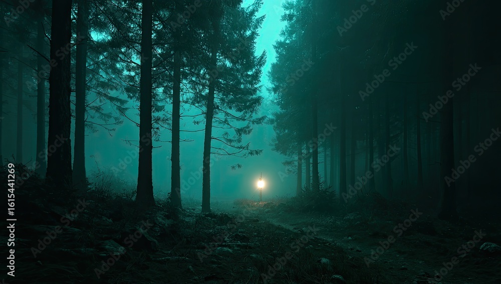 Fototapeta premium Mystical forest path at night