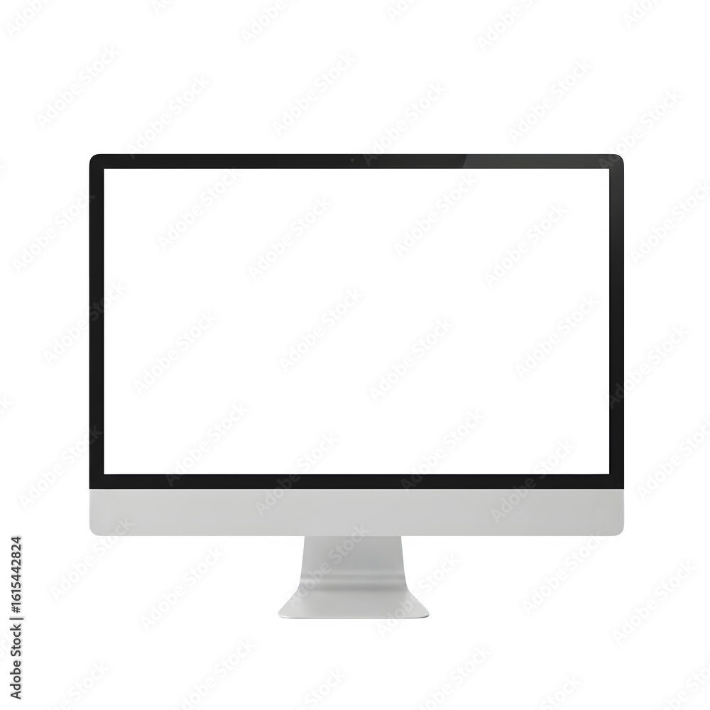 A modern computer monitor with a blank white screen isolated on white or transparent background. PNG A modern computer monitor with a blank white screen isolated on white or transparent background. PNG