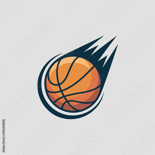 Dynamic basketball comet logo with speed lines