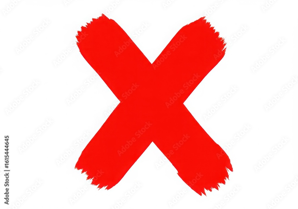 Obraz premium Bold red letter x mark isolated on white background