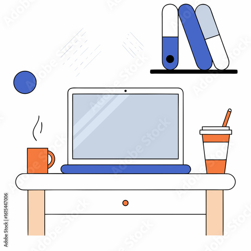 Minimalist Work Desk with Laptop