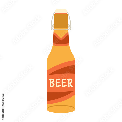 Beer bottle with simple design. Flat vector isolated illustration