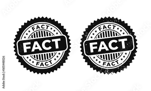 Fact grunge rubber stamp, reality stamp. For icon, logo, label, seal, tag, sign, symbol, badge. Vector illustration