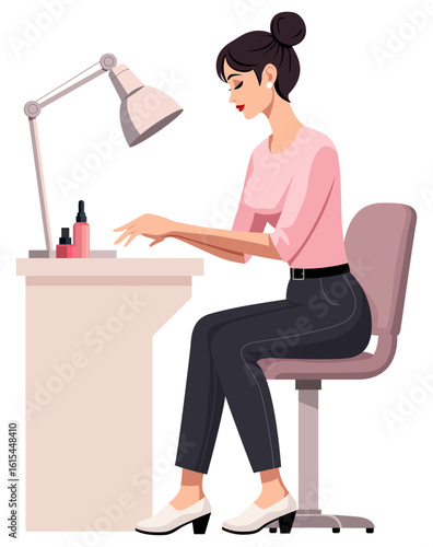 Manicurist Woman Working Nail Salon