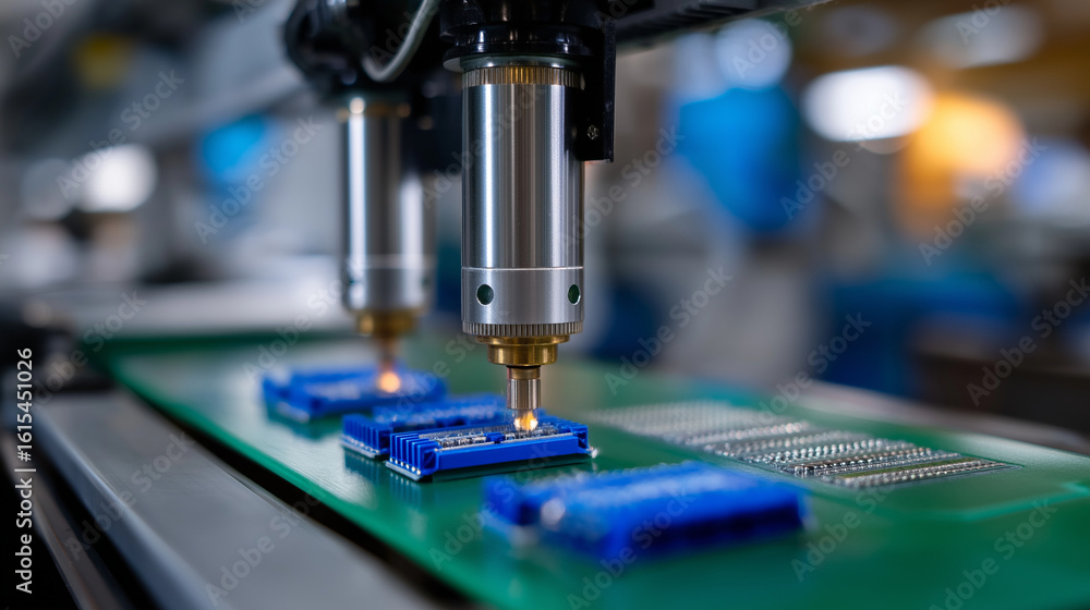 Fototapeta premium Compact SCARAbots Deploying Micro Sensors on Circuit Boards