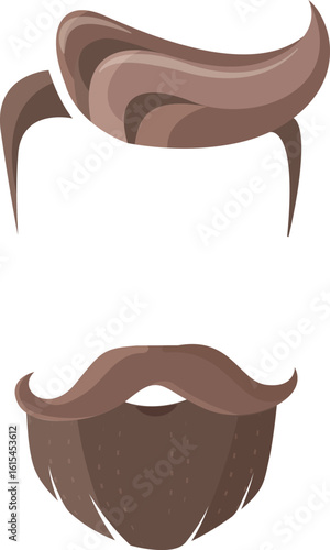 a vector illustration of a grey purple hairstyle and long beard for mens