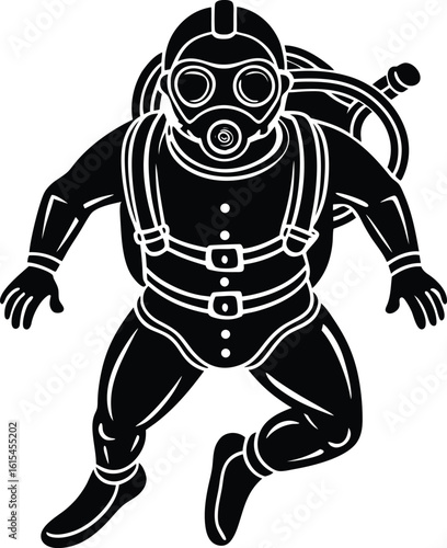 Hand Drawn Scuba Diver Silhouette Vector, design, icon, figure, drawing, recreation