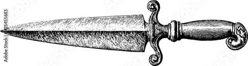 Vintage engraved knife blade illustration for retro design projects