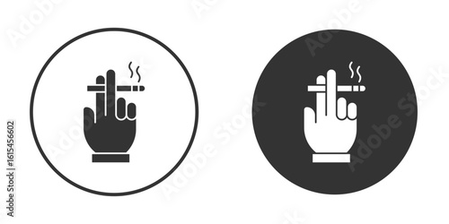 Hand holding cigarette icon for website design, logo for web and apps.