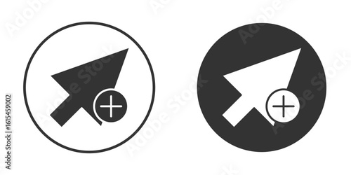 Cursor plus icon for website design, logo for web and apps.