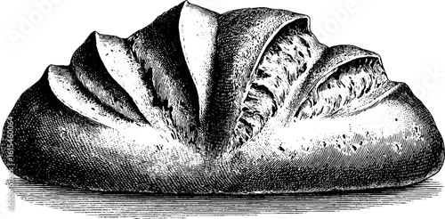 Rustic bread loaf engraving for vintage design projects and kitchen decor