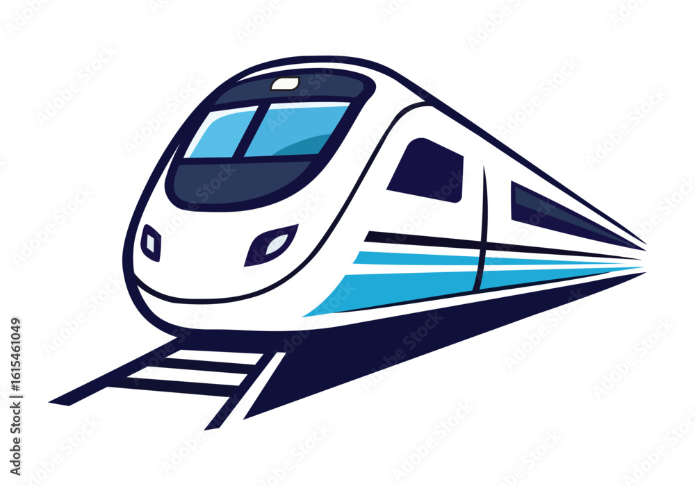 Fototapeta premium Modern high-speed train logo illustration, ideal for travel, transportation, and technology themes