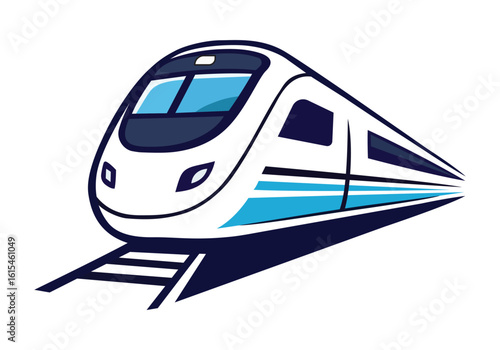 Modern high-speed train logo illustration, ideal for travel, transportation, and technology themes