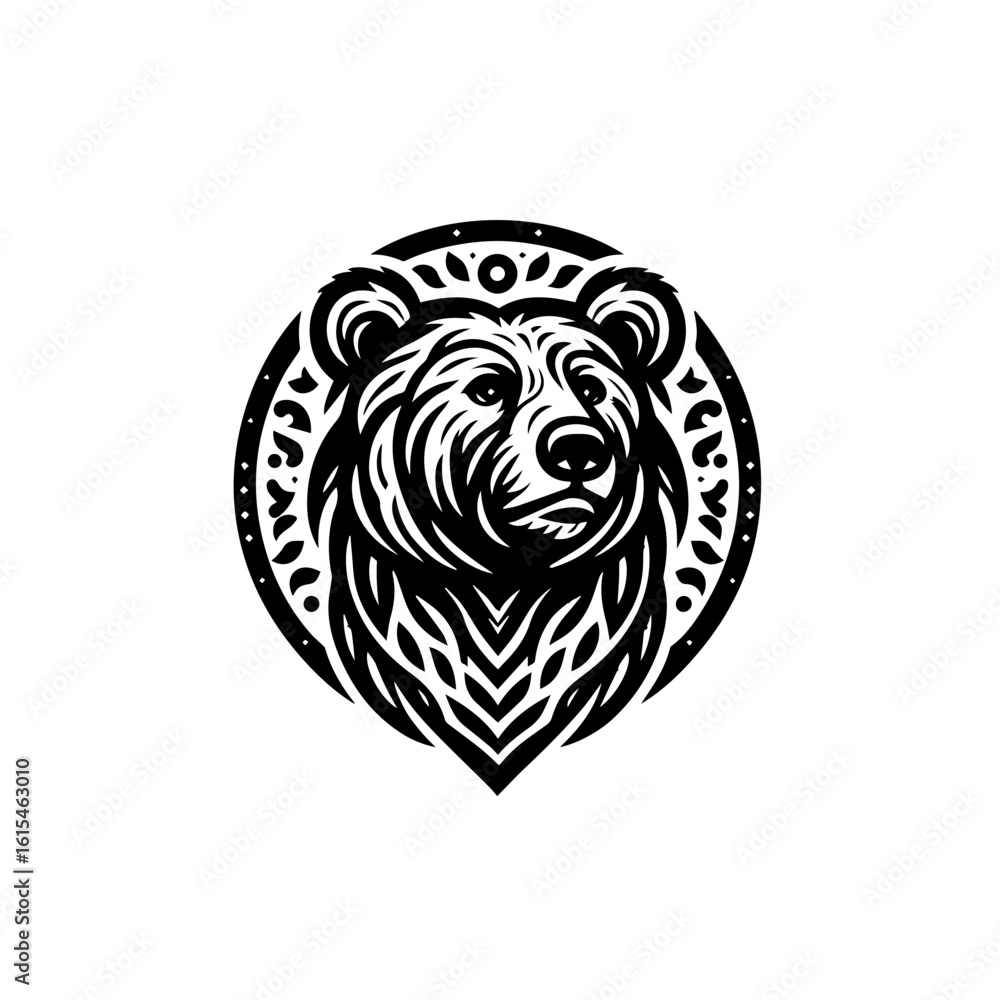 Tribal bear head art isolated on white background Tribal bear head art isolated on white background