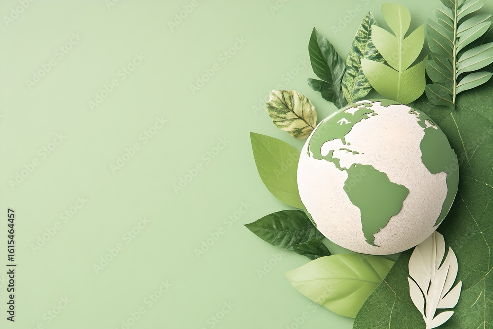 A vision of a sustainable eco friendly Earth surrounded by lush greenery and renewable resources symbolizing our collective responsibility to protect the environment A vision of a sustainable eco friendly Earth surrounded by lush greenery and renewable resources symbolizing our collective responsibility to protect the environment