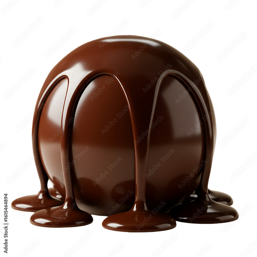 Obraz premium 3D Illustration Of A Chocolate Ball With Dripping Melted Chocolate Isolated